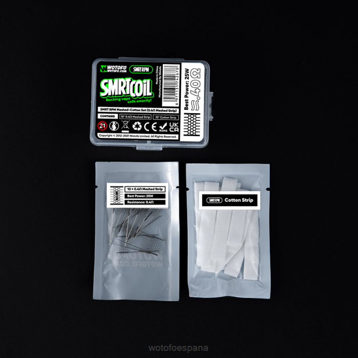 Wotofo SMRT conjunto rpm de malla y algodón Malla de 0,4 ohmios + algodón. | Wotofo Cigarro Eletronico R226349