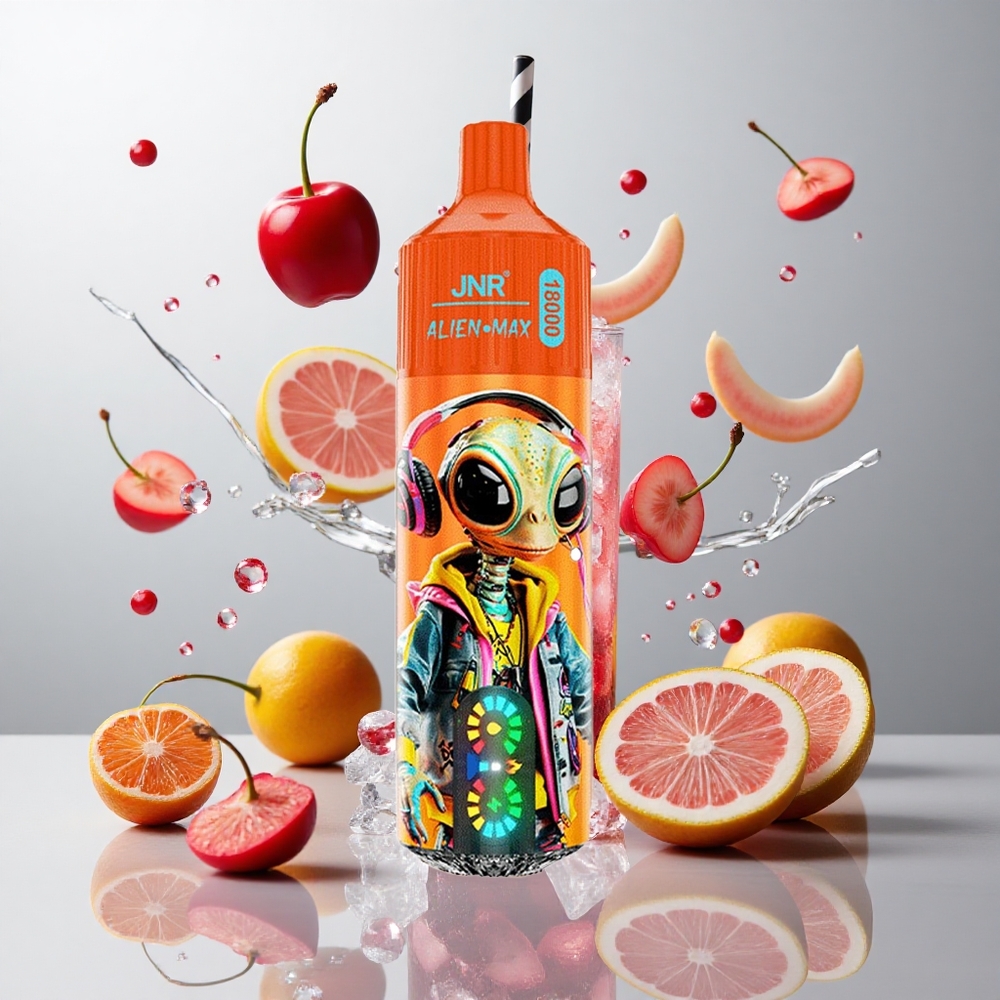 Cereza Refresca-Cola Fizzy JNR Alien Max 18000 Caladas con Pantalla LED Inteligente y Doble Bobina Mesh