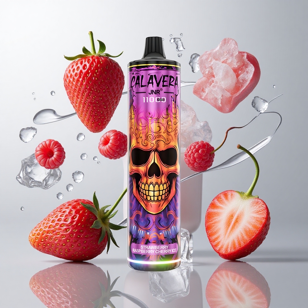 Fresa Frambuesa Cereza Hielo JNR Calavera 11000 Caladas Tipo-C 21ml