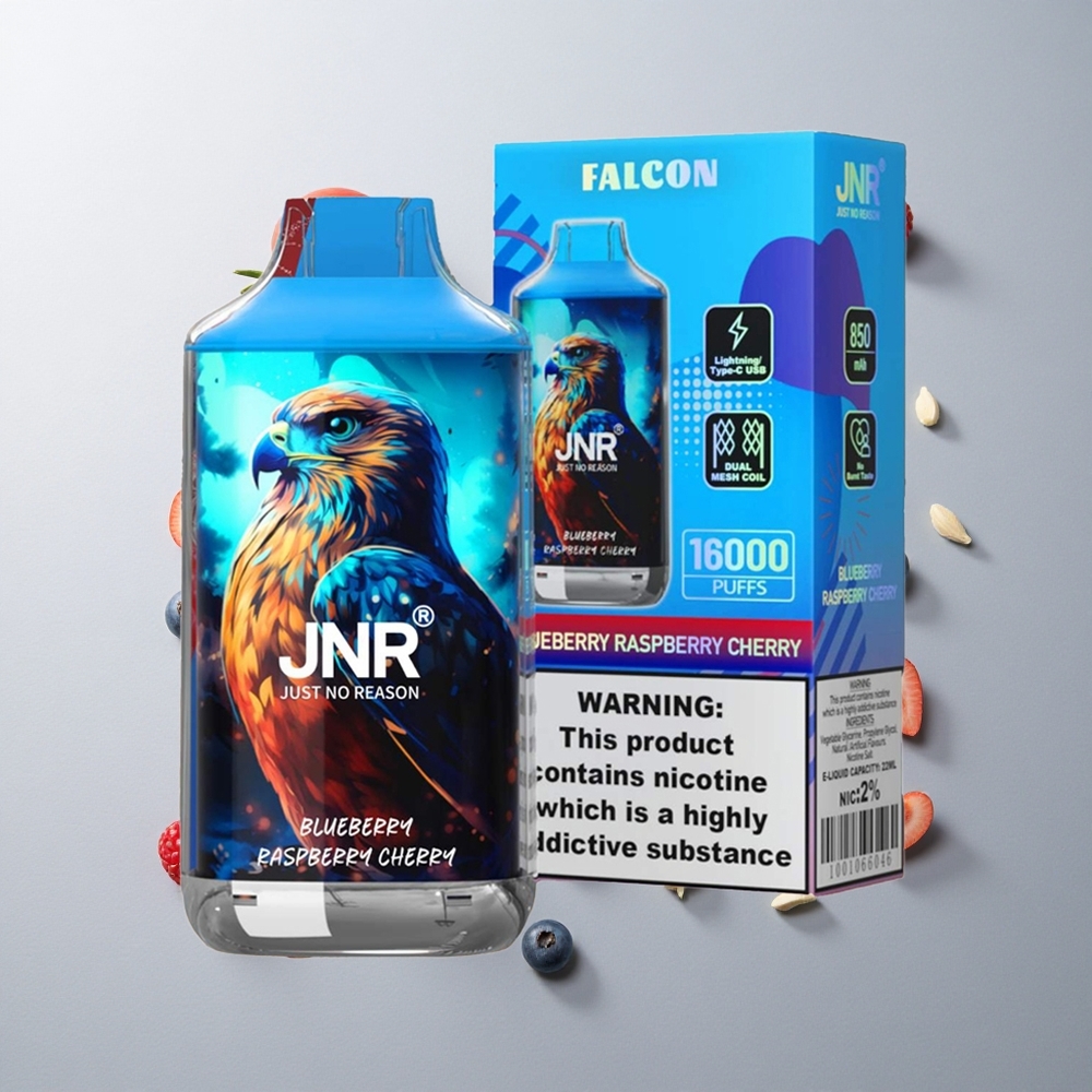 Arándano Frambuesa Cereza JNR Falcon 16000 Caladas 22ml Dual Malla