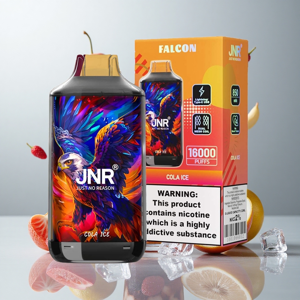 Cola Helada JNR Falcon 16000 Caladas con Pantalla LED Inteligente y Doble Bobina Mesh