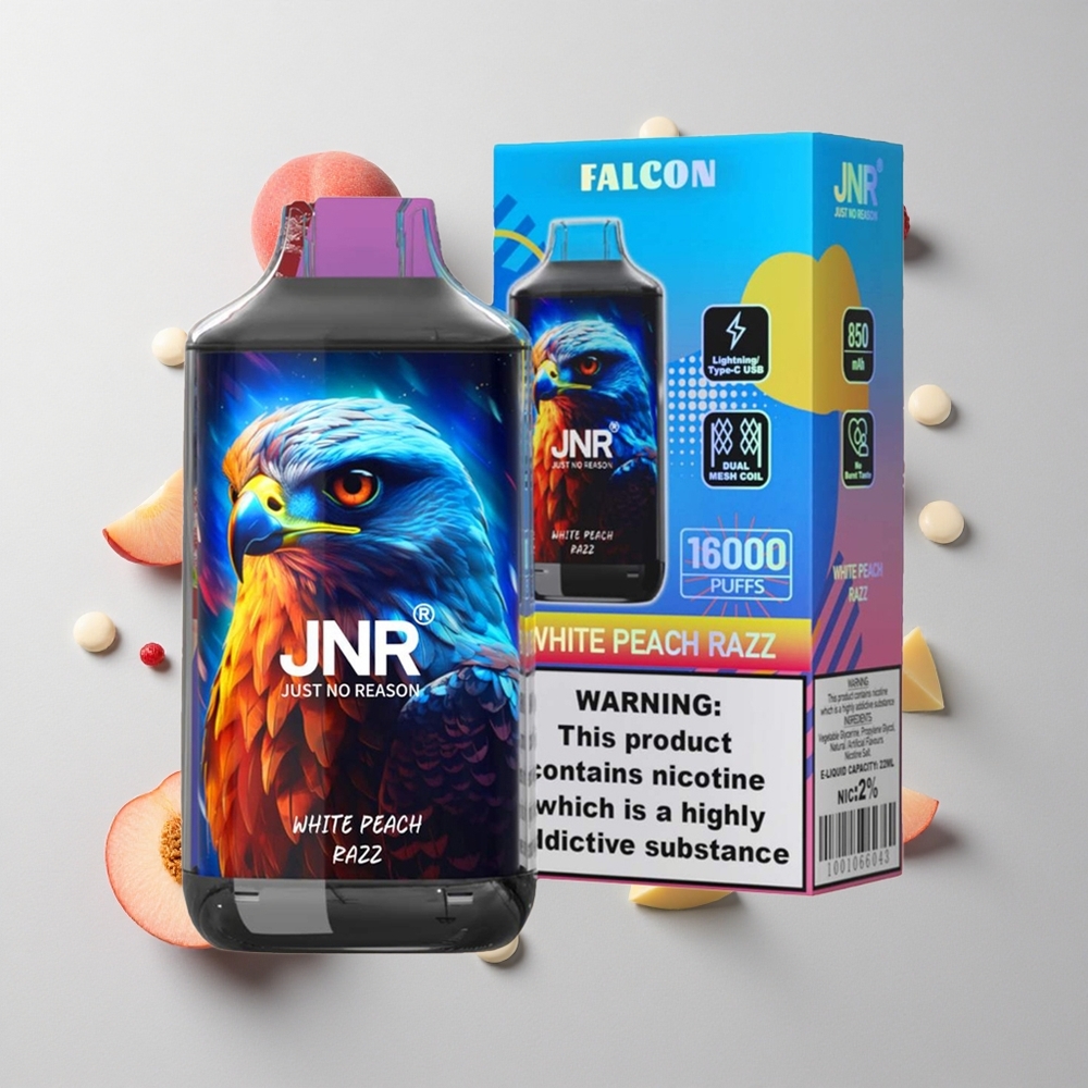 Durazno Blanco Frambuesa JNR Falcon 16000 Caladas 850 mAh Tipo C