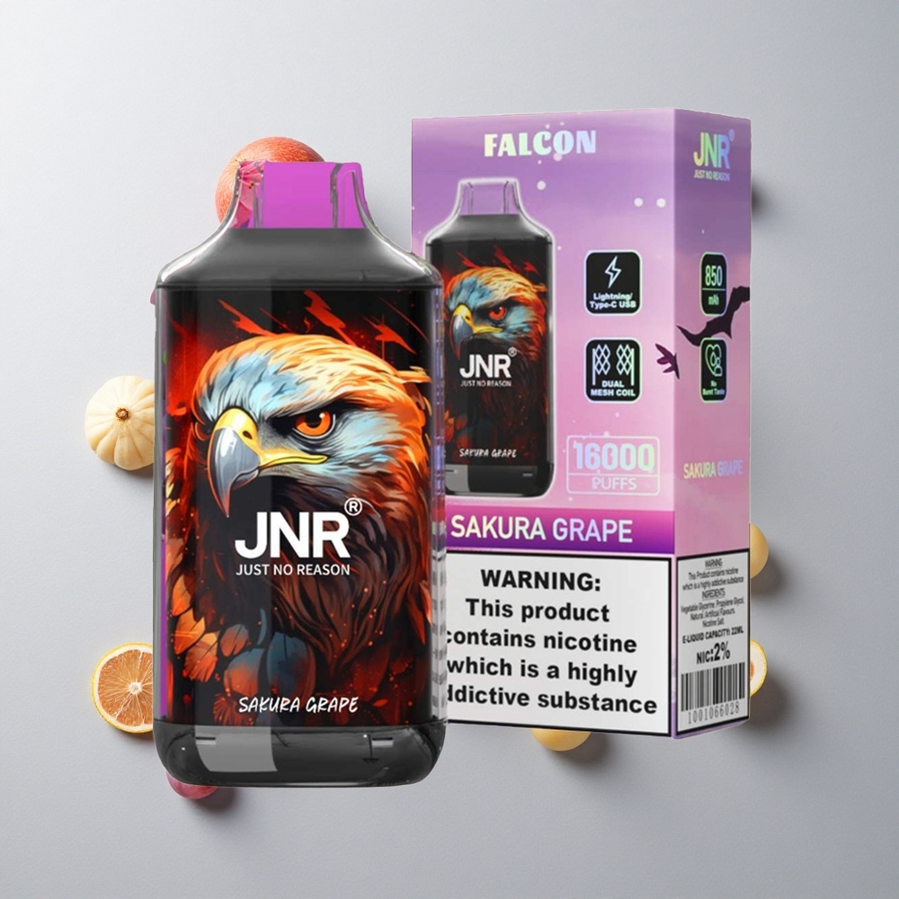 Uva Cereza JNR Falcon 16000 Caladas con Pantalla LED Inteligente y Doble Bobina Mesh
