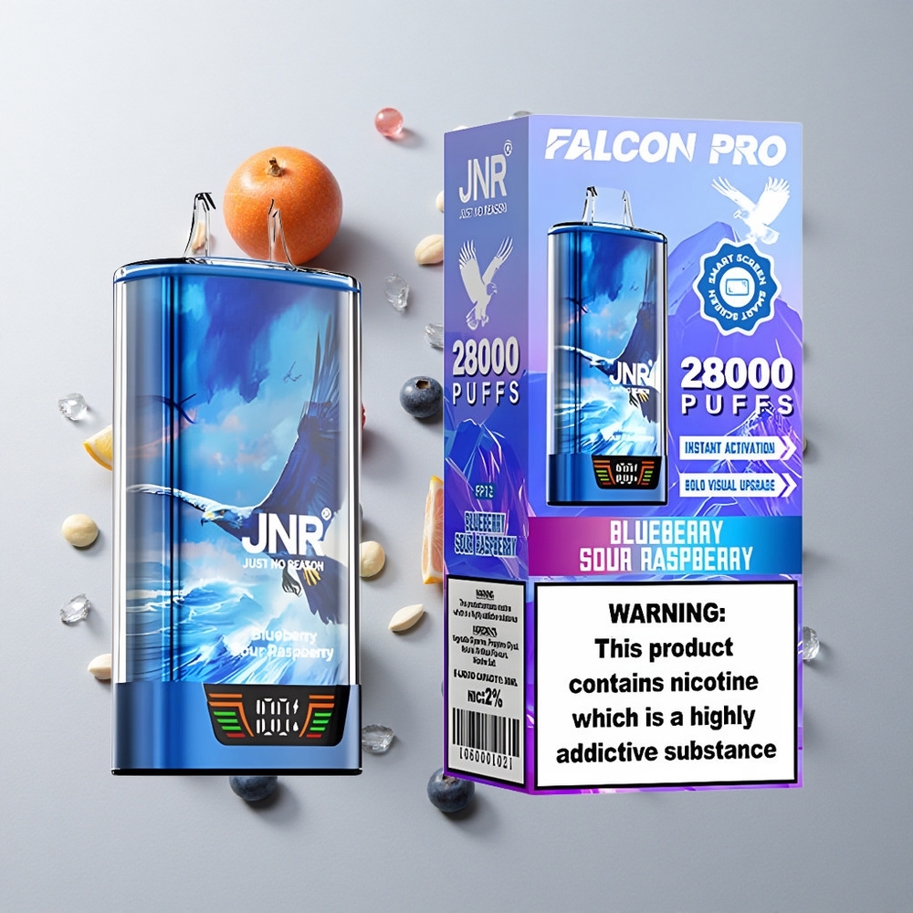 Arándano Agrio Frambuesa JNR Falcon Pro 28000 Caladas 30ml Capacidad Precargada USB Tipo-C
