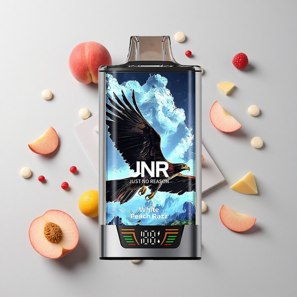 Melocotón Blanco Frambuesa JNR Falcon Pro 28000 Caladas 30ml 5% Nicotina