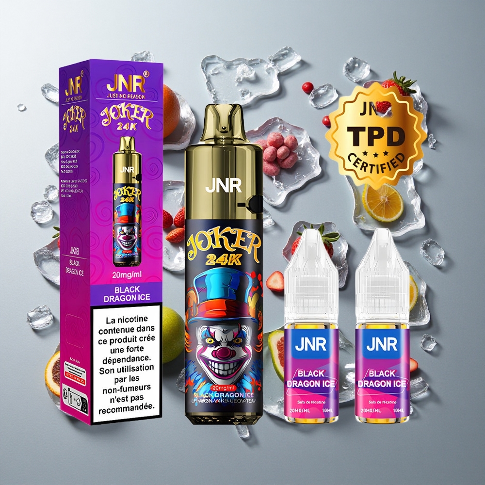 Dragón Negro Helado JNR Joker 24000 Caladas Pod Recargable 2+10ml