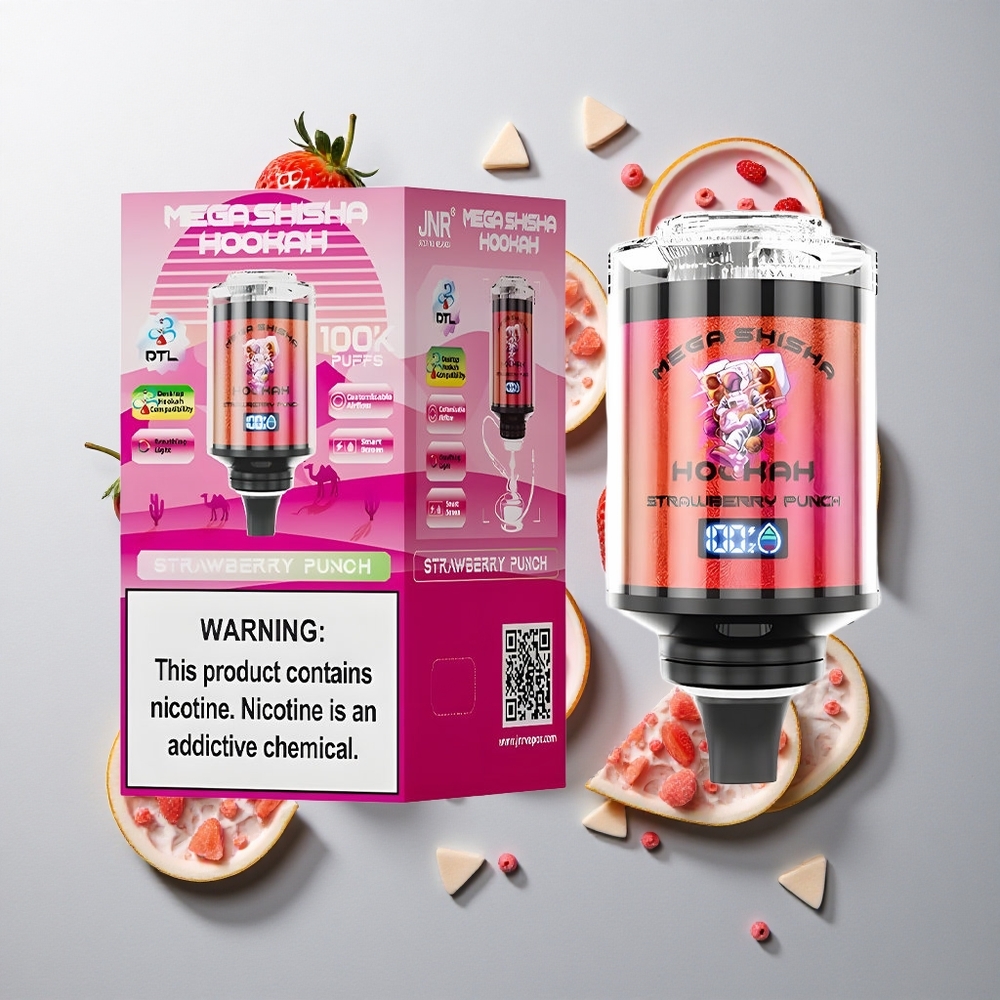 Fresa Ponche JNR Mega Shisha Hookah 100K Compatibilidad de Escritorio 2200mAh Pantalla Inteligente