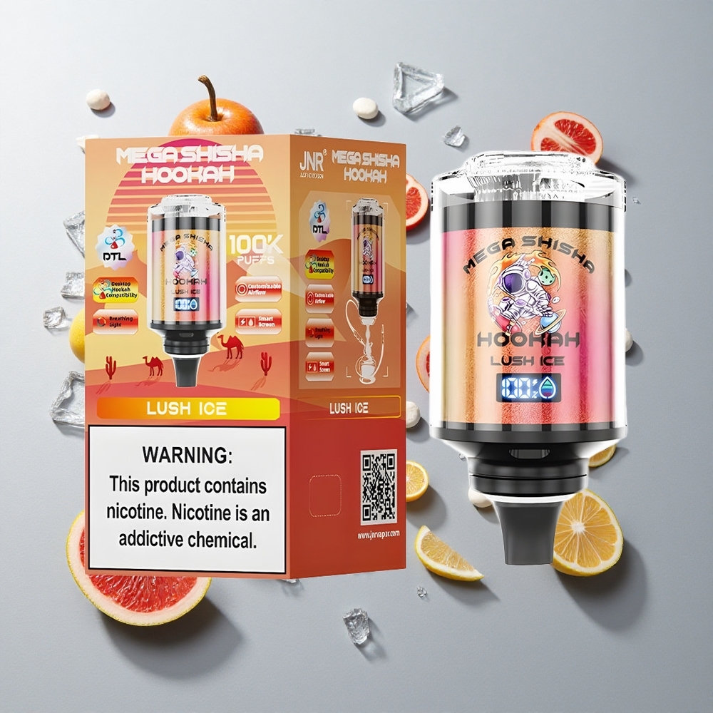 Hielo Lujoso JNR Mega Shisha Hookah 100K Caladas Pantalla Inteligente Compatibilidad con Escritorio