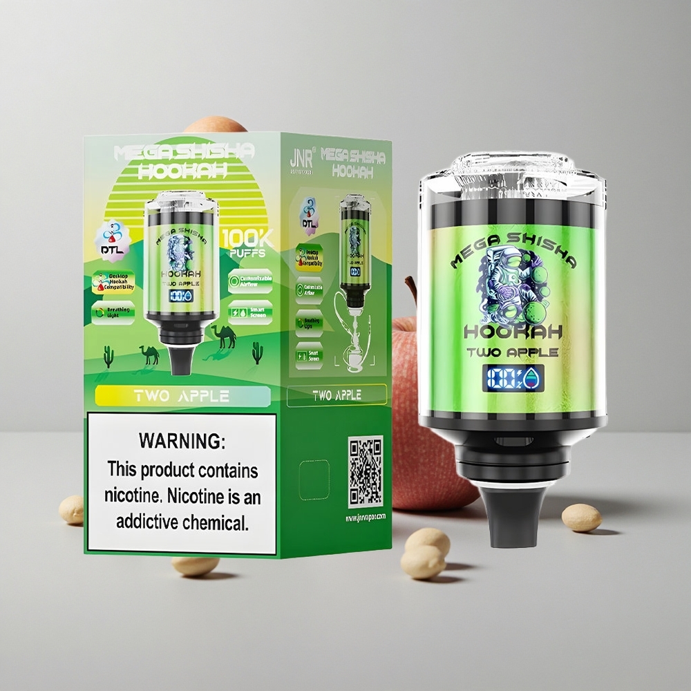 Manzana Dos JNR Mega Shisha Hookah 100K Compatibilidad de Escritorio 2200mAh Pantalla Inteligente Interactiva