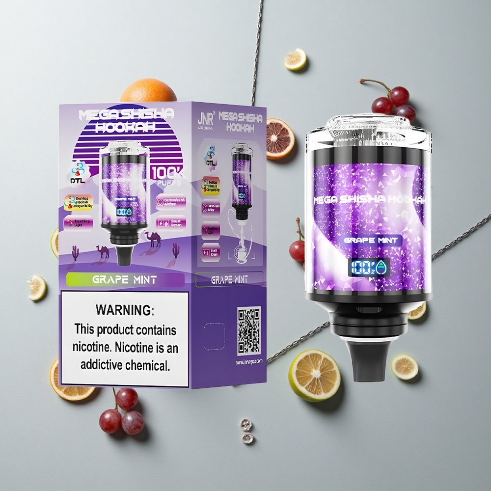 Uva Menta JNR Mega Shisha Hookah 100K Compatibilidad de Escritorio Pantalla Inteligente
