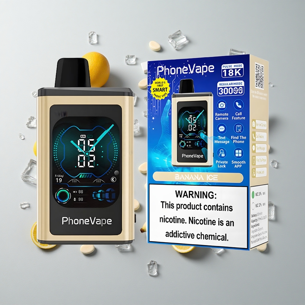 Banana Hielo JNR PhoneVape 30000 Caladas Pantalla Completa Batería Recargable