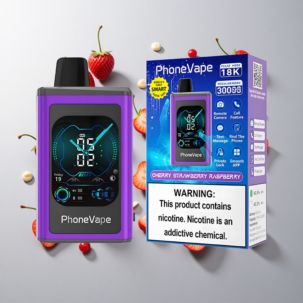 Cereza Fresa Frambuesa JNR PhoneVape 30000 Caladas Pantalla Completa Batería Recargable