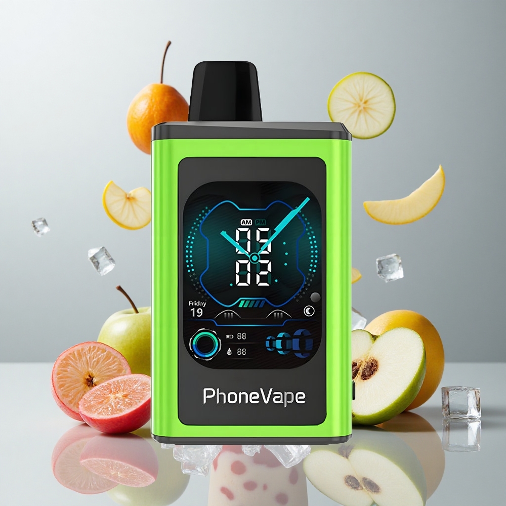 Manzana Ácida Helada JNR PhoneVape 30000 Caladas con Batería Recargable y Pantalla Completa