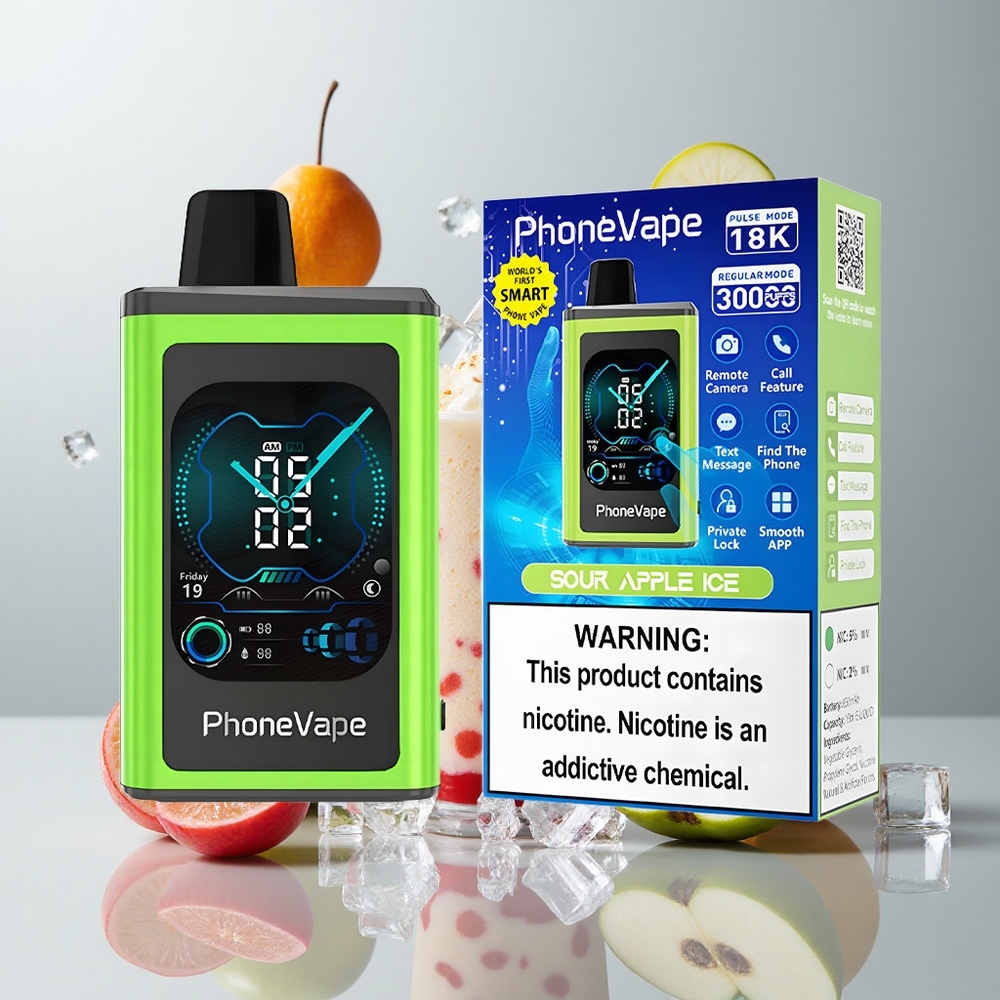 Manzana Ácida Helada JNR PhoneVape 30000 Caladas con Batería Recargable y Pantalla Completa