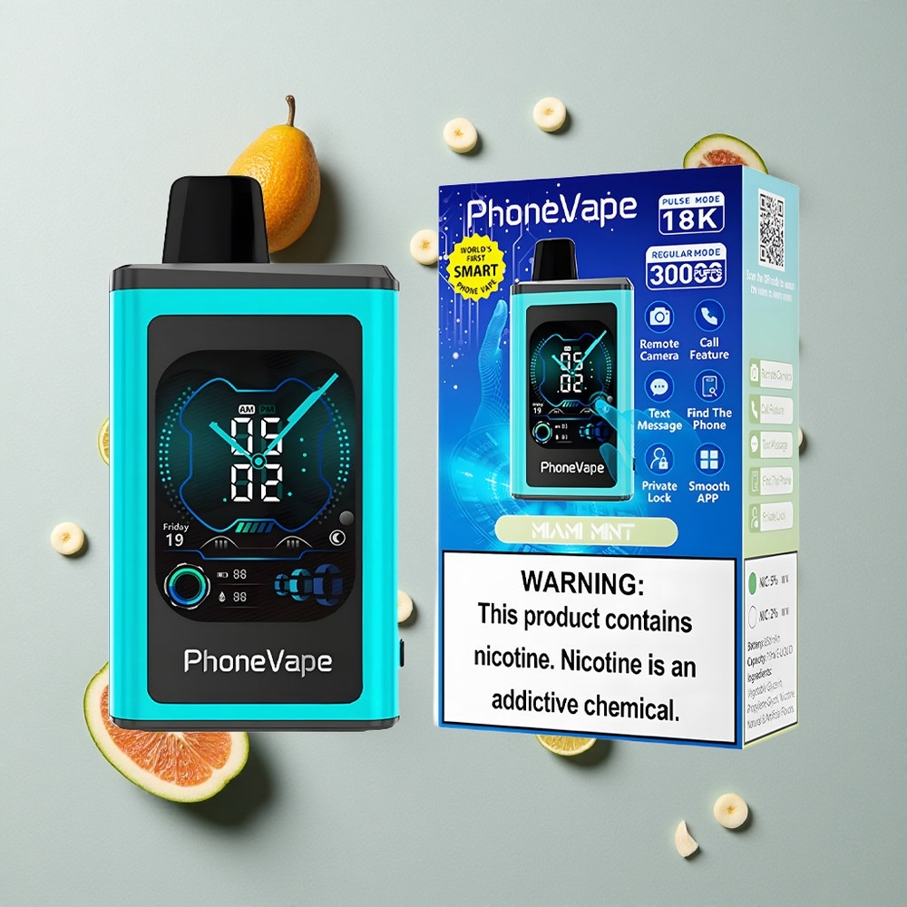 Menta de Miami JNR PhoneVape 30000 caladas Pantalla Completa Recargable