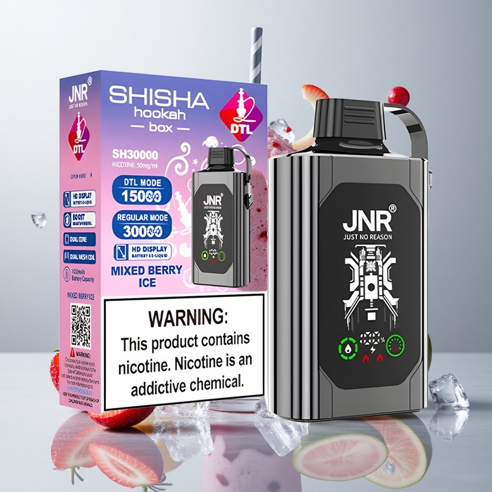 Baya Mixta Helada JNR Shisha Hookah Box 20500 Caladas Pantalla HD Tipo-C Carga Rápida