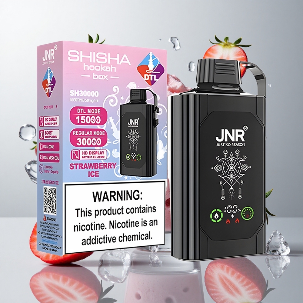 Fresa Hielo JNR Shisha Hookah Box 20500 Caladas 25ml Dual Mesh Coil