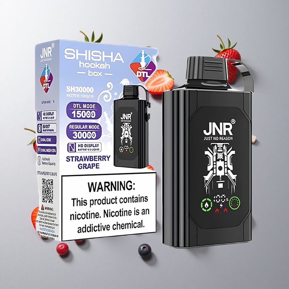 Fresa Uva JNR Shisha Hookah Box 20500 Caladas Pantalla HD Dual Mesh Coil