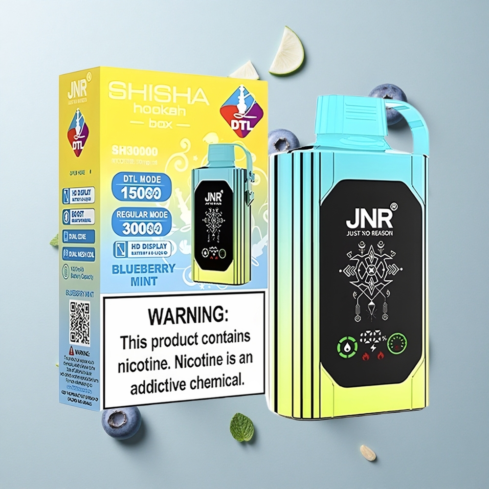 Menta Arándano JNR Shisha Hookah Box 20500 Caladas Pantalla HD Carga Rápida Tipo-C