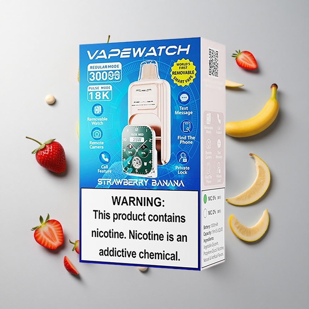 Fresa Plátano JNR Vape Watch 30000 Caladas 19mL Dual Mesh Coil