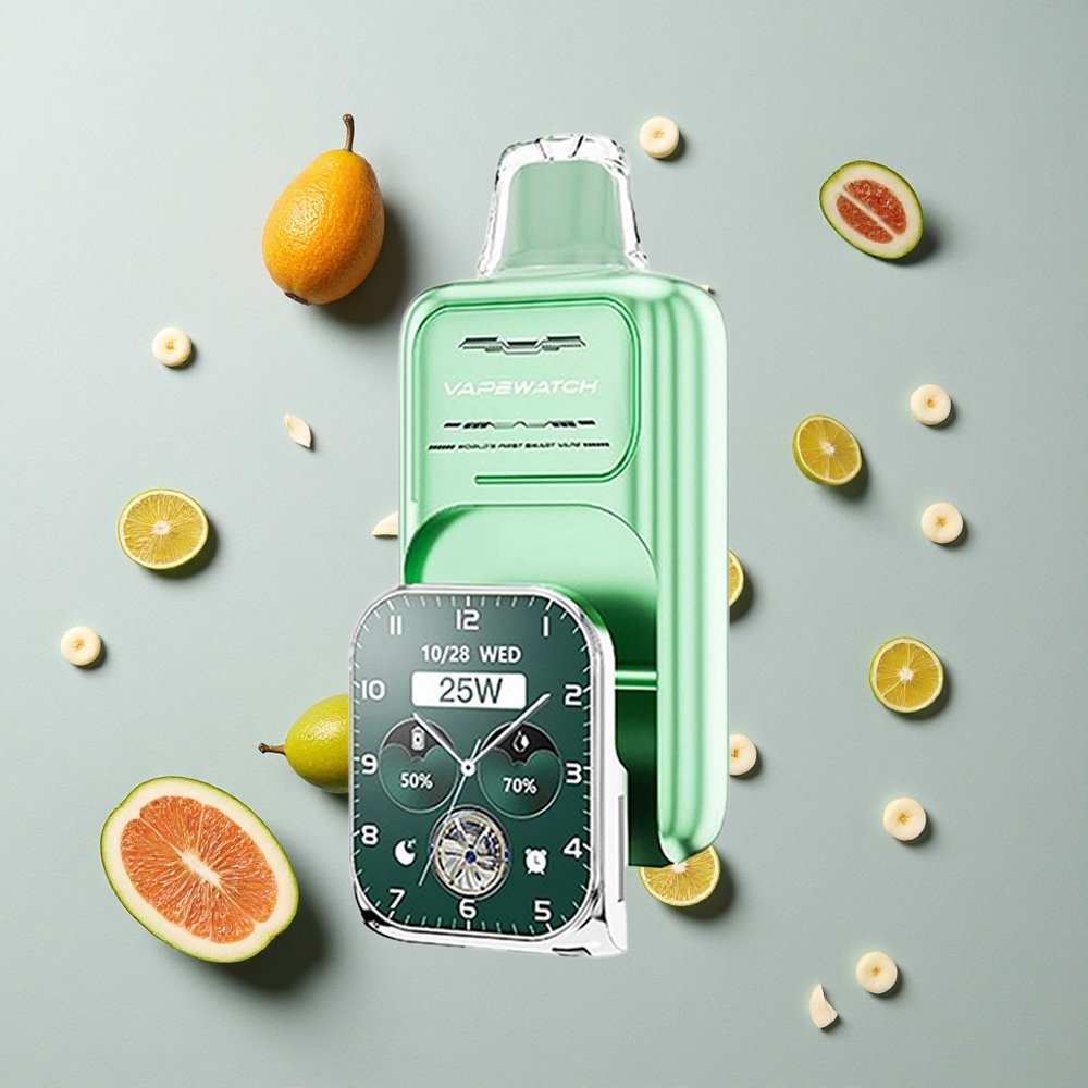Menta de Miami JNR Vape Watch 30000 Caladas Capacidad de Batería 1000mAh Tipo-C Carga Rápida