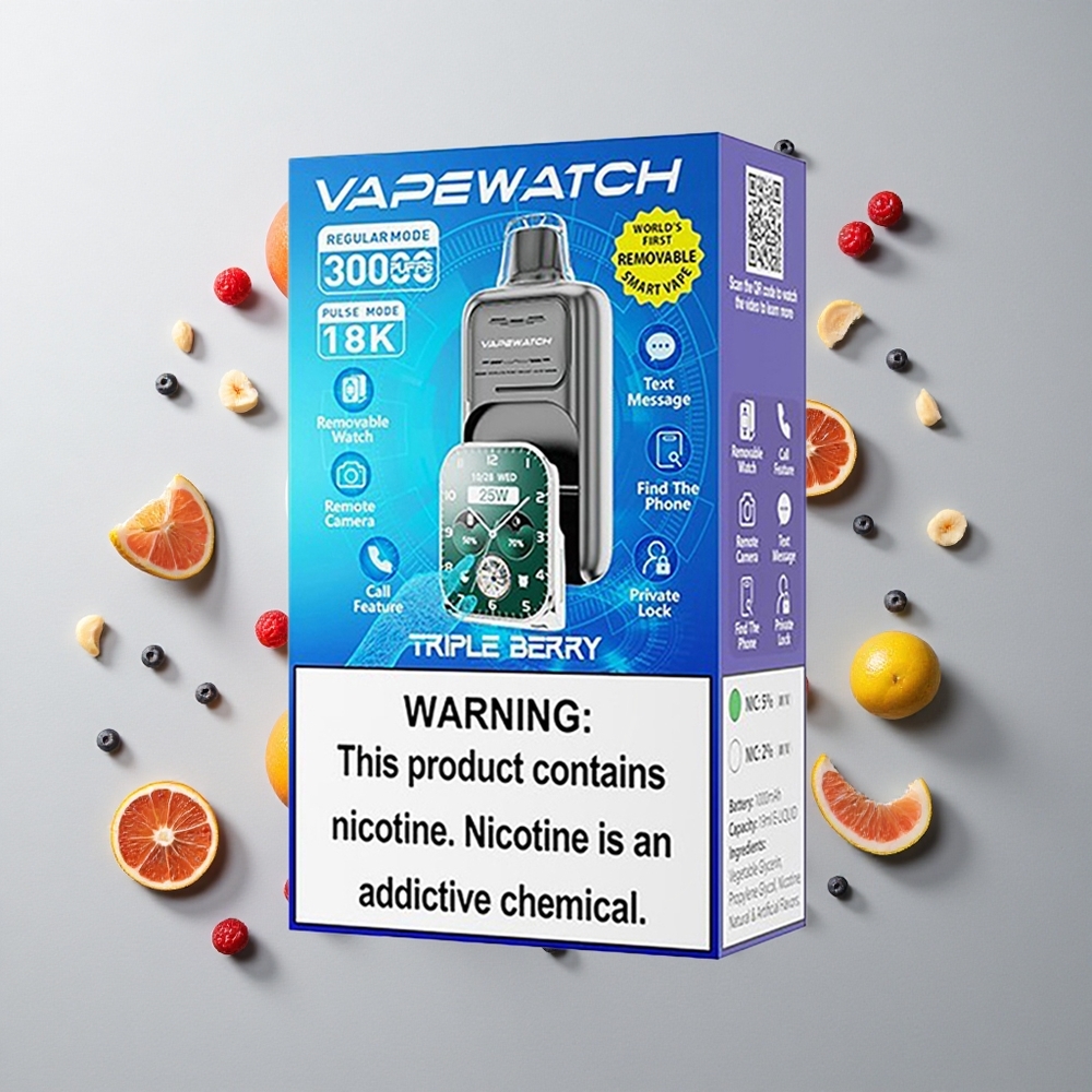 Triple Berry JNR Vape Watch 30000 Caladas con Batería de 1000mAh y 19mL de Líquido