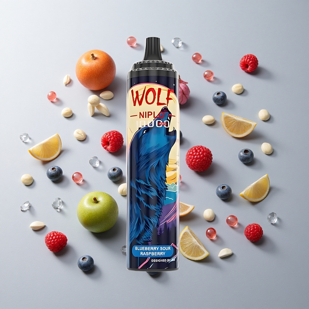 Arándano Agrio Frambuesa JNR Wolf Niplo 10000 Caladas 20ml 0% 2% 5% Nicotina