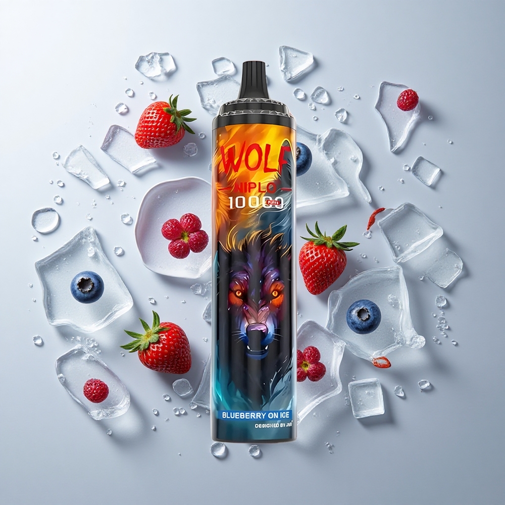 Arándano Azul y Hielo JNR Wolf Niplo 10000 Caladas con Bobina Mesh 1.0 Ohm y Batería 650mAh