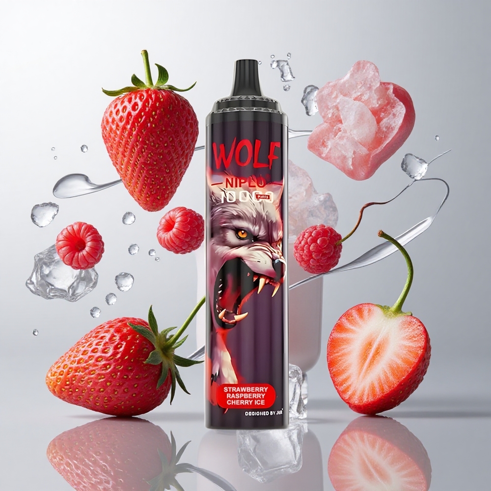 Fresa Frambuesa Cereza Hielo JNR Wolf Niplo 10000 Caladas 20ml 0% 2% 5% Nicotina